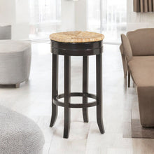 Load image into Gallery viewer, Wood Swivel Backless Bar Height Chair With Footrest 30" - Beige and Dark Brown
