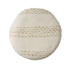 Load image into Gallery viewer, Cotton Blend Round Striped Pouf Ottoman - Natural And Ivory
