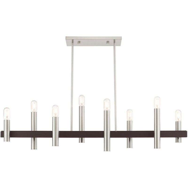 24'' Eight Light Dimmable Chandelier With Shades - Bronze