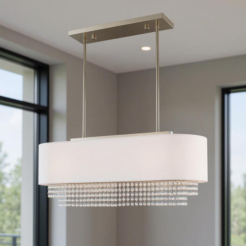 21'' 3-Light Dimmable Chandelier With Shades - Nickel