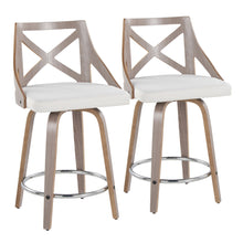 Load image into Gallery viewer, Charlotte - Farmhouse Fixed Height Counter Stool &amp; Swivel With Round Footrest (Set of 2)
