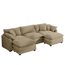 Load image into Gallery viewer, Modern Oversized Modular Cushion Sofa With Ottoman, Low Back, Deep Seating Sofa Set
