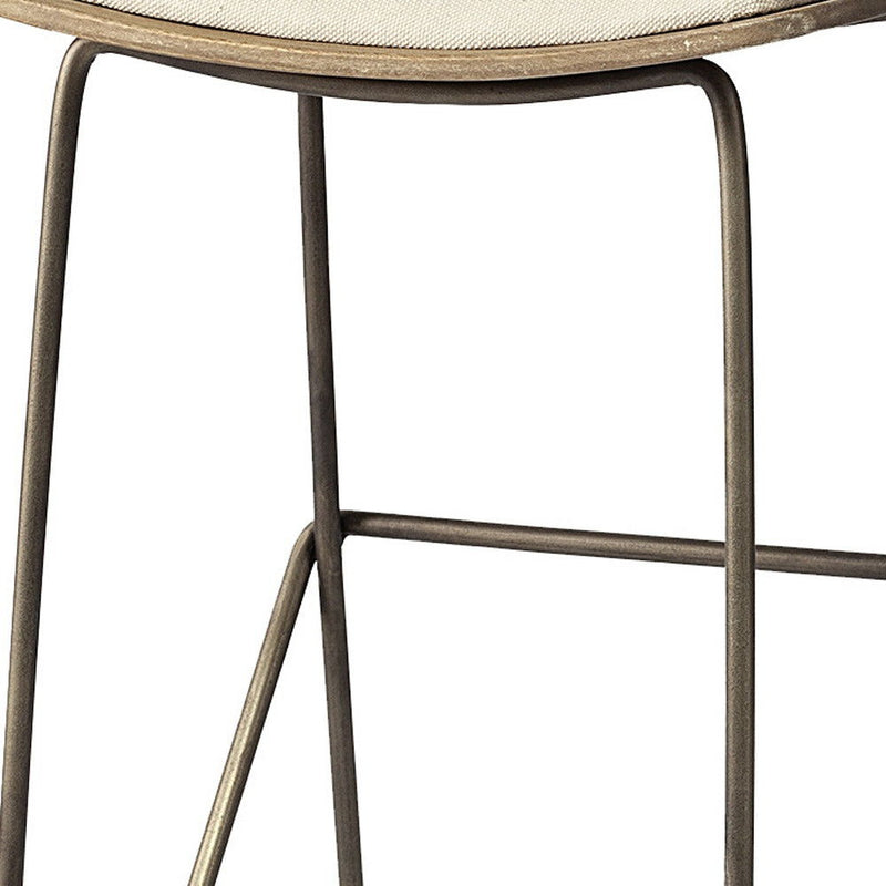 30" Iron And Fabric Backless Bar Height Bar Chair - Cream / Gold