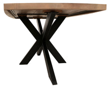 Load image into Gallery viewer, 82" Solid Wood And Iron Pedestal Base Dining Table - Natural / Brown
