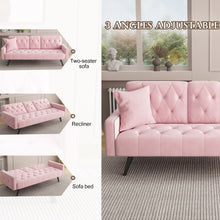 Load image into Gallery viewer, Sofa Bed With Nail Head Trim And Cup Holders - Pink
