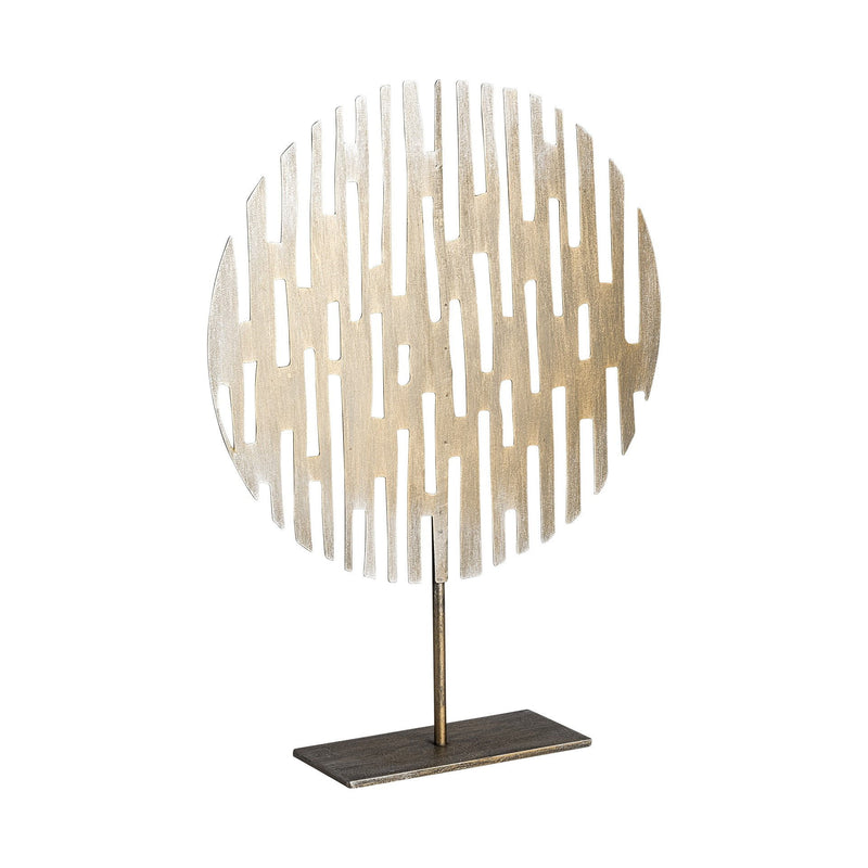 Round Disc Tabletop Sculpture - Antiqued Gold