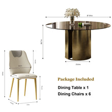 Load image into Gallery viewer, Modern Round Dining Table Set With Glass Top And Steel Legs

