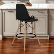 Load image into Gallery viewer, Heavy Duty Plastic And Solid Wood Counter Height Bar Chair - Black And Brown
