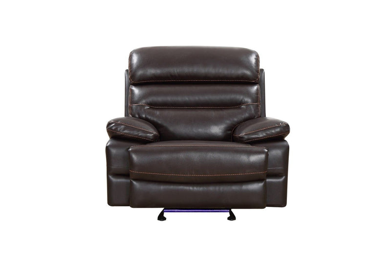 Leather Match Manual Gliding Recliner (366313) - Brown