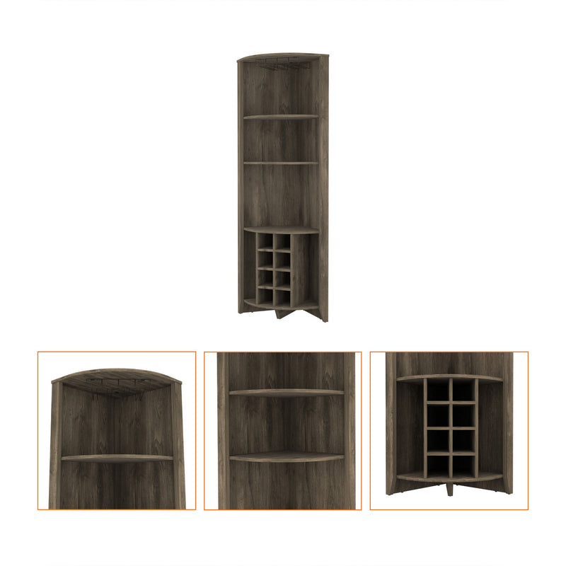 71" Wood Corner Bar Cabinet - Gray