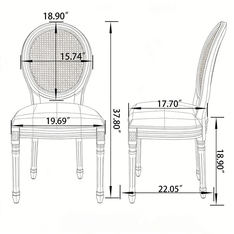 French Country Dining Chairs With Round Back (Set of 2)