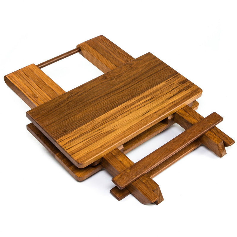 Solid Square Teak Folding Indoor Outdoor End Table - Brown