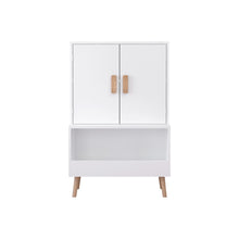 Load image into Gallery viewer, Toy Storage Cabinet With Doors And Open Shelf, Toddler Bookshelf For Playroom - White
