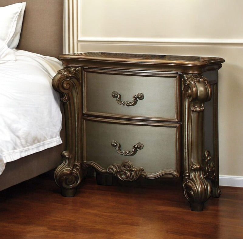 30" Wood Two Drawer Nightstand - Bone