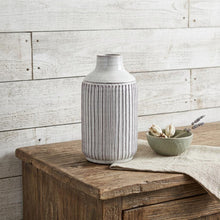 Load image into Gallery viewer, Striped Cylinder Table Vase - Off White
