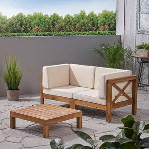 Brava - X Back 2 Seater Sectional Loveseat With Coffee Table