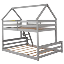 Load image into Gallery viewer, Twin over Full House Bunk Bed with Built-in Ladder,Gray
