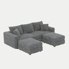 Load image into Gallery viewer, Convertible Deep Seat Sofa With Soft Pillows And Ottomans
