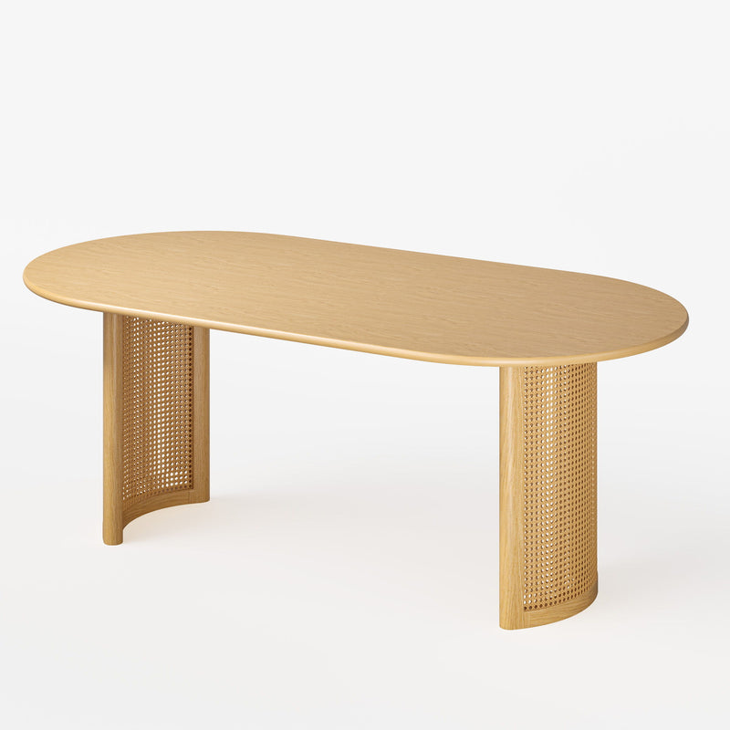 79" Wood Double Pedestal Base Oval Dining Table - Natural / Light Brown