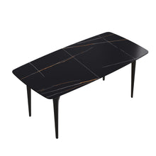 Load image into Gallery viewer, 70.87" Modern Artificial Stone Curved Metal Leg Dining Table, Can Accommodate 6-8 People
