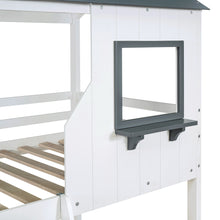 Load image into Gallery viewer, Twin Over Twin Bunk Bed Wood Bed with Roof, Window, Guardrail, Ladder (White)(OLD SKU :LT000045AAK)
