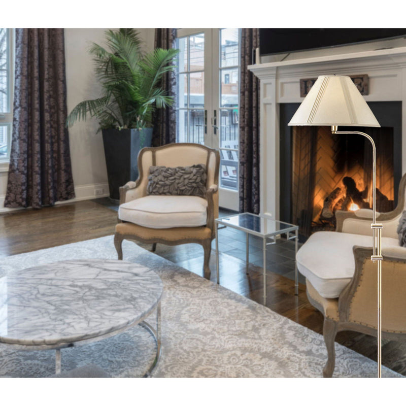 Adjustable Traditional Shaped Floor Lamp With Beige Empire Shade - Bronze