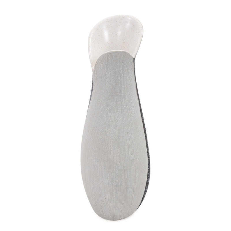 Tulip Table Vase With Sequins - Gray / Off White