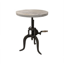 Load image into Gallery viewer, 19" Solid Wood And Iron Height Adjustable Round End Table - Natural And Gunmetal
