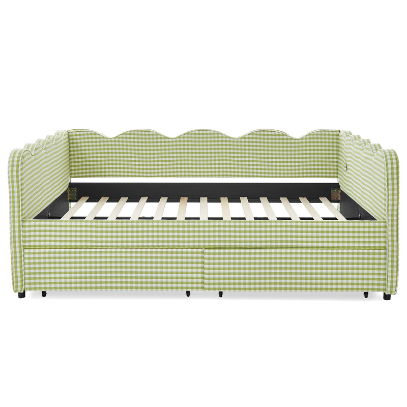 Gingham Daybed & USB Charging Port, Wave Shaped Design