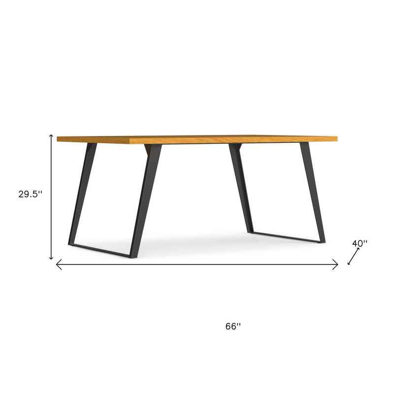 Wood Iron Frame Base Dining Table - Oak / Gray