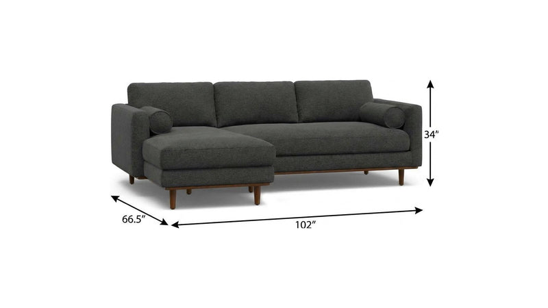 Mid-Century Sofa With Brown Legs Fabric - Gray