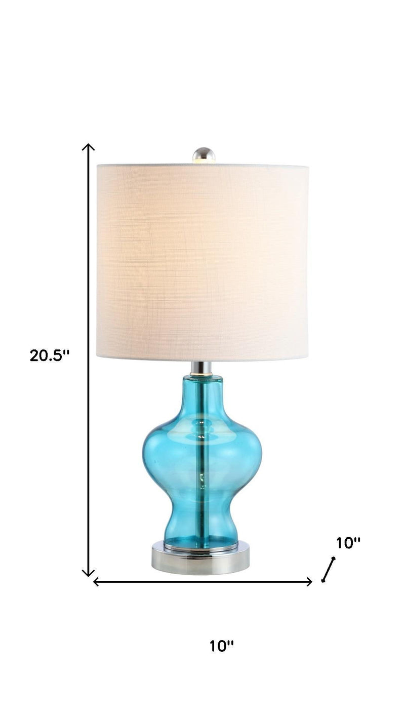 Novelty Bedside Lamp With Drum Shade - Aqua / Silver
