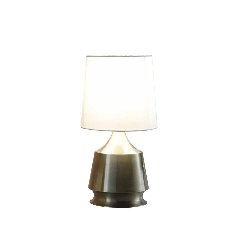 Bedside Table Lamp With White Empire Shade - Brass
