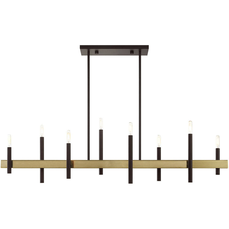 24'' Eight-Light Dimmable Chandelier With Shades - Bronze