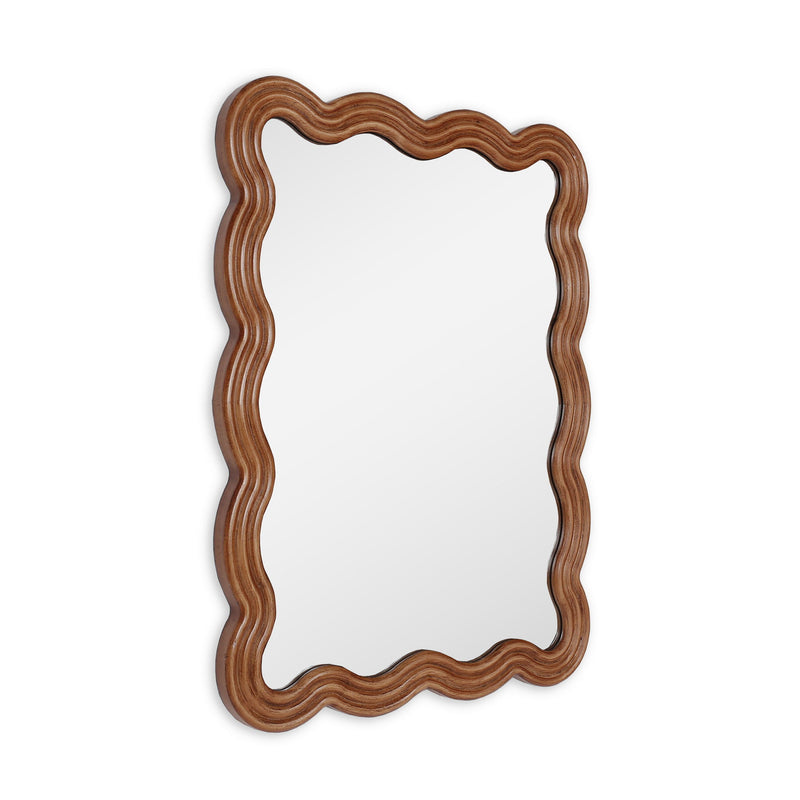 32" Wavy Scalloped Accent Mirror - Brown