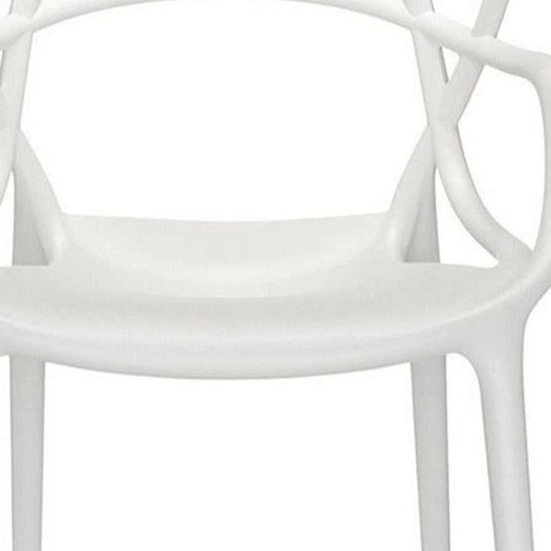 Heavy Duty Plastic Open Back Dining Arm Chair - White