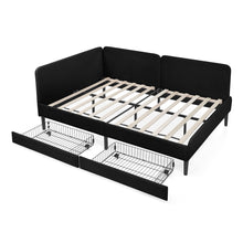Load image into Gallery viewer, Upholstered Platform Bed Frame With 2 Storage Drawers And Adjustable Sofa Bed
