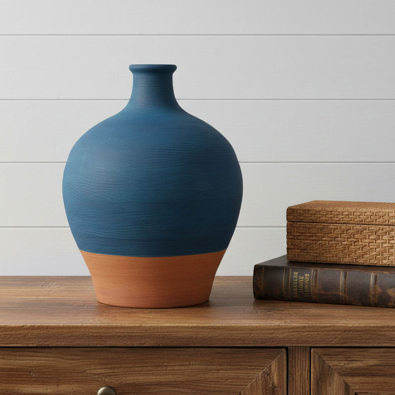 Round Urn (632642) - Blue / Terra Cotta