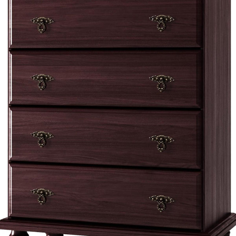 Solid Wood Five Drawer Dresser (760734) - Dark Brown