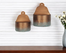 Load image into Gallery viewer, Striped Wall Planters (Set of 2) - Copper / Teal
