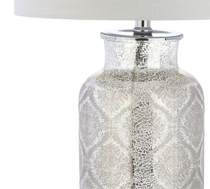 25'' Table Lamp With Drum Shade - Clear / Silver