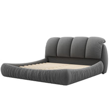 Load image into Gallery viewer, King Size Luxury Upholstered Bed with Thick Headboard, Velvet King Bed with Oversized Padded Backrest, Gray(Expect Arrive date 2024/3/15)
