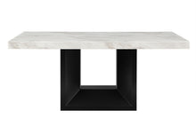 Load image into Gallery viewer, 70" Faux Marble And Wood Pedestal Base Dining Room Table - White
