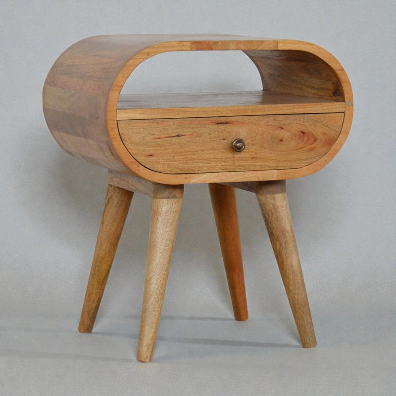 Solid Wood Oval One Drawer Nightstand - Oak