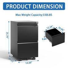 Load image into Gallery viewer, Metal Drawer Mobile File Cabinet With Lock For Home Office Organizer
