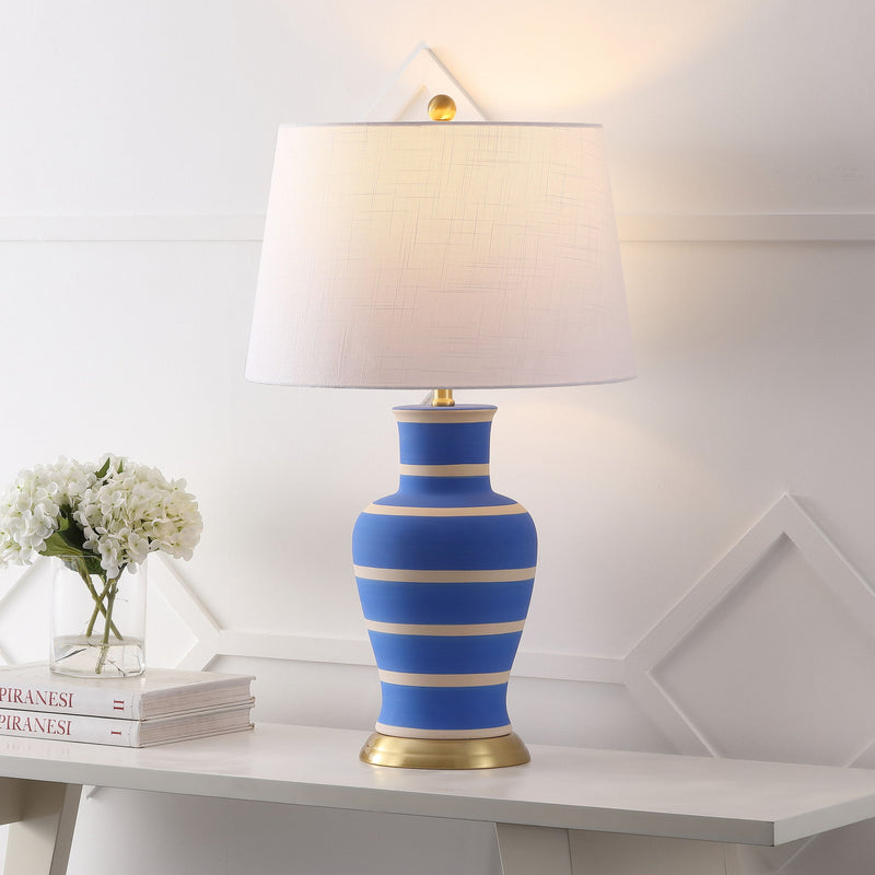 Urn Bedside Lamp With Empire Shade - Blue