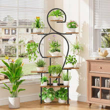 Load image into Gallery viewer, Plant Stand Indoor With Grow Light, 9 Tiered 63" Tall Indoor Plant Shelves For Multiple Plants - Walnut / Black
