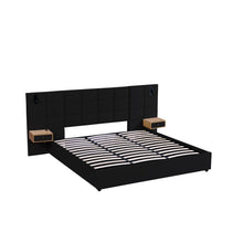 Load image into Gallery viewer, Upholstered Hydraulic Platform Bed With Storage Shelves, Reading Lamps, USB Port

