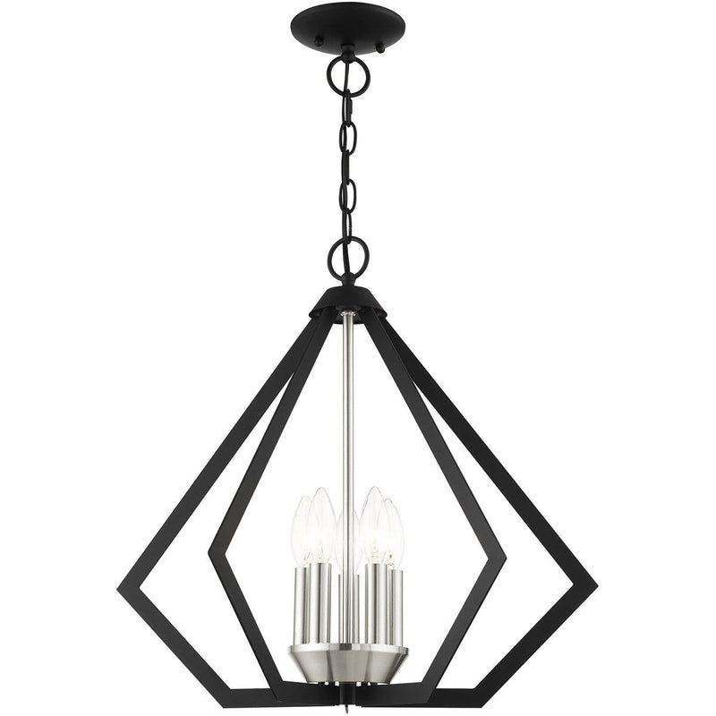 20" Five-Light Dimmable Chandelier With Shades - Black