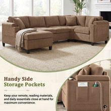 Load image into Gallery viewer, U Shaped Sectional Sofa, Corner Living Room Couch With Built In Cup Holders, Storage, USB Ports

